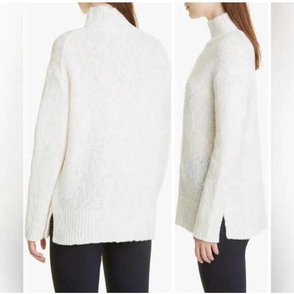 VINCE Wool Blend Nubby Turtleneck Sweater In Cream Sz Lg New - Picture 3 of 7
